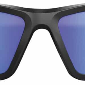 Blue-lens sunglasses, black frame front view