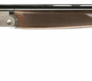 Side view of double-barrel shotgun.