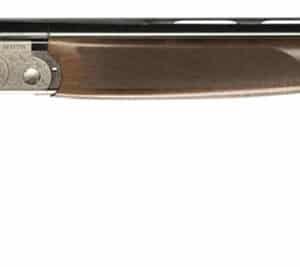 Side view of a classic over-under shotgun.