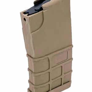 Tan gun magazine standing upright