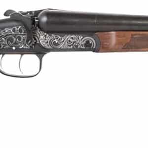 Vintage double-barrel shotgun with ornate design.