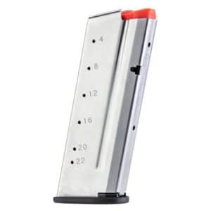 Pistol magazine with caliber markings