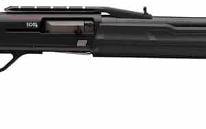 Black tactical shotgun side view.