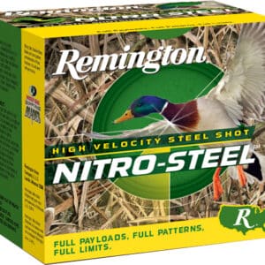 Remington Nitro-Steel ammunition box with flying duck image.