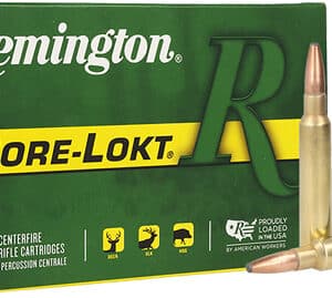 Remington Core-Lokt rifle cartridges box and bullets.