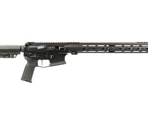 AR-style rifle with long barrel and handguard.