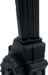 Black drum magazine ammunition holder