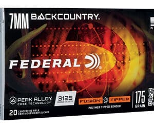 Federal 7mm Backcountry rifle ammunition box.