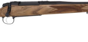 Wooden hunting rifle with scope mount.
