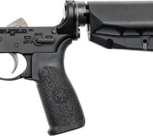 Rifle lower receiver and stock assembly.