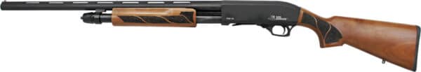 gpas12wood330 left.jpg Wooden pump-action shotgun on white background.