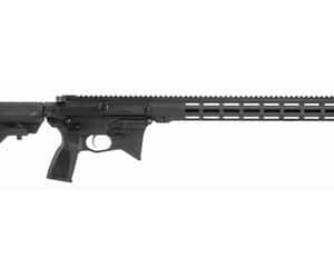 Black semi-automatic rifle with collapsible stock
