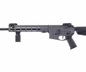 Semi-automatic rifle with black grip and barrel