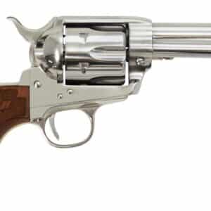 Silver revolver with wooden handle
