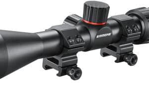 Black rifle scope with adjustment knobs