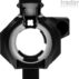 Front view of firearm barrel and flash suppressor.