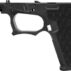 Black pistol frame with textured grip close-up.