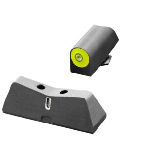 Tactical pistol night sights with fiber optic front.