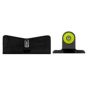 Black tritium sights with yellow dots
