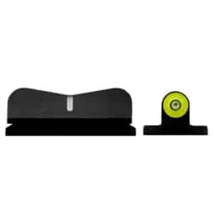 Black and green firearm sights set.