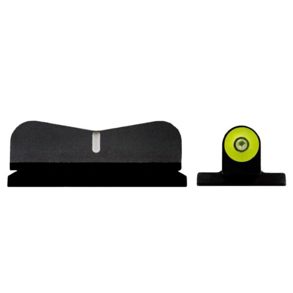 Black and green firearm sights set.