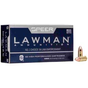 Speer Lawman ammunition box and bullet