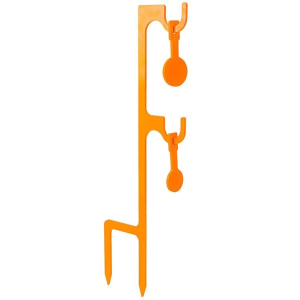 Orange plastic fence post with hooks
