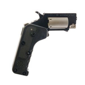 Revolver designed like a folding pistol with grip.