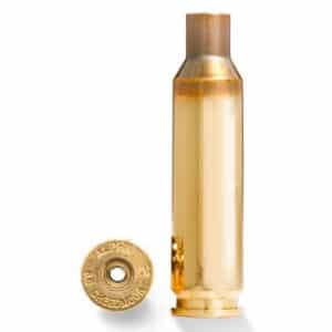 Brass bullet casing with base view