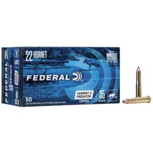 Federal .22 Hornet ammo box and cartridge