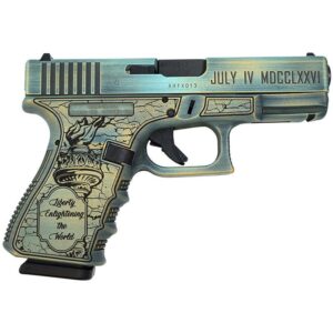 Decorative handgun with patriotic engravings.