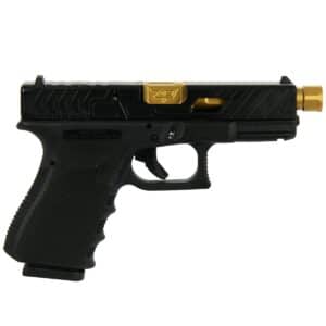 Customized Glock pistol with gold accents
