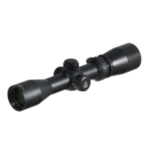 Black rifle scope with adjustment knobs