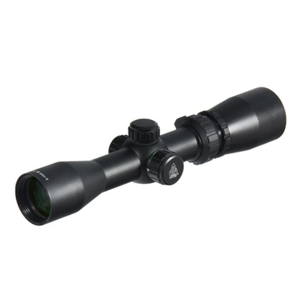 Black rifle scope with adjustment knobs