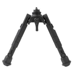 Black adjustable bipod for camera or firearm