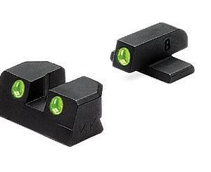 Tritium night sights for firearms with green glow
