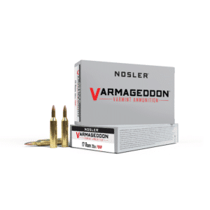 Nosler Varmageddon varmint ammunition box and bullets