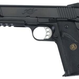 Black handgun isolated on white background