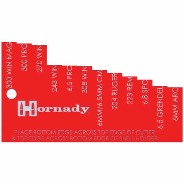 Red Hornady reloading case gauge tool