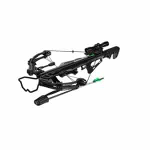 Modern black crossbow with scope attachment