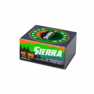Sierra ammunition box, 40 S&W, 180 GR JHP cartridges.