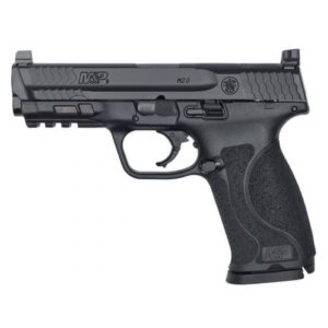 Black handgun on white background
