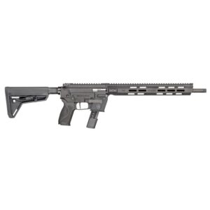 Semi-automatic rifle with tactical stock and rail system.