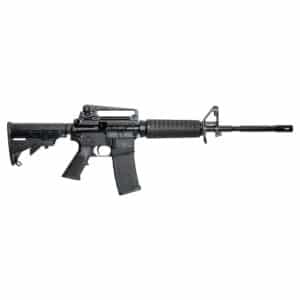 Black semi-automatic rifle with detachable magazine