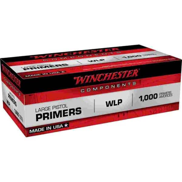 Winchester WLP large pistol primers, 1000 count box.