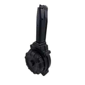 Black magazine drum for firearms