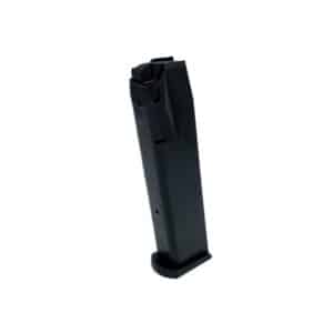 Black metal firearm magazine clip isolated