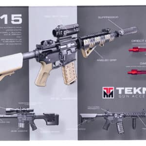 Diagram and features of AR-15 rifle.