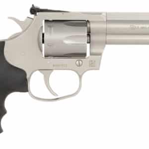 Silver revolver with black handle