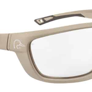Tan protective sports glasses with clear lenses